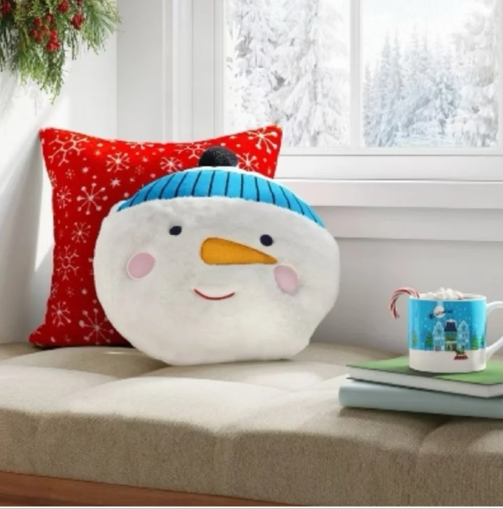 Reversible Santa & Snowman Christmas Novelty Throw Pillow Wondershop